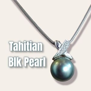 Tahitian Black Pearl & Silver Necklace